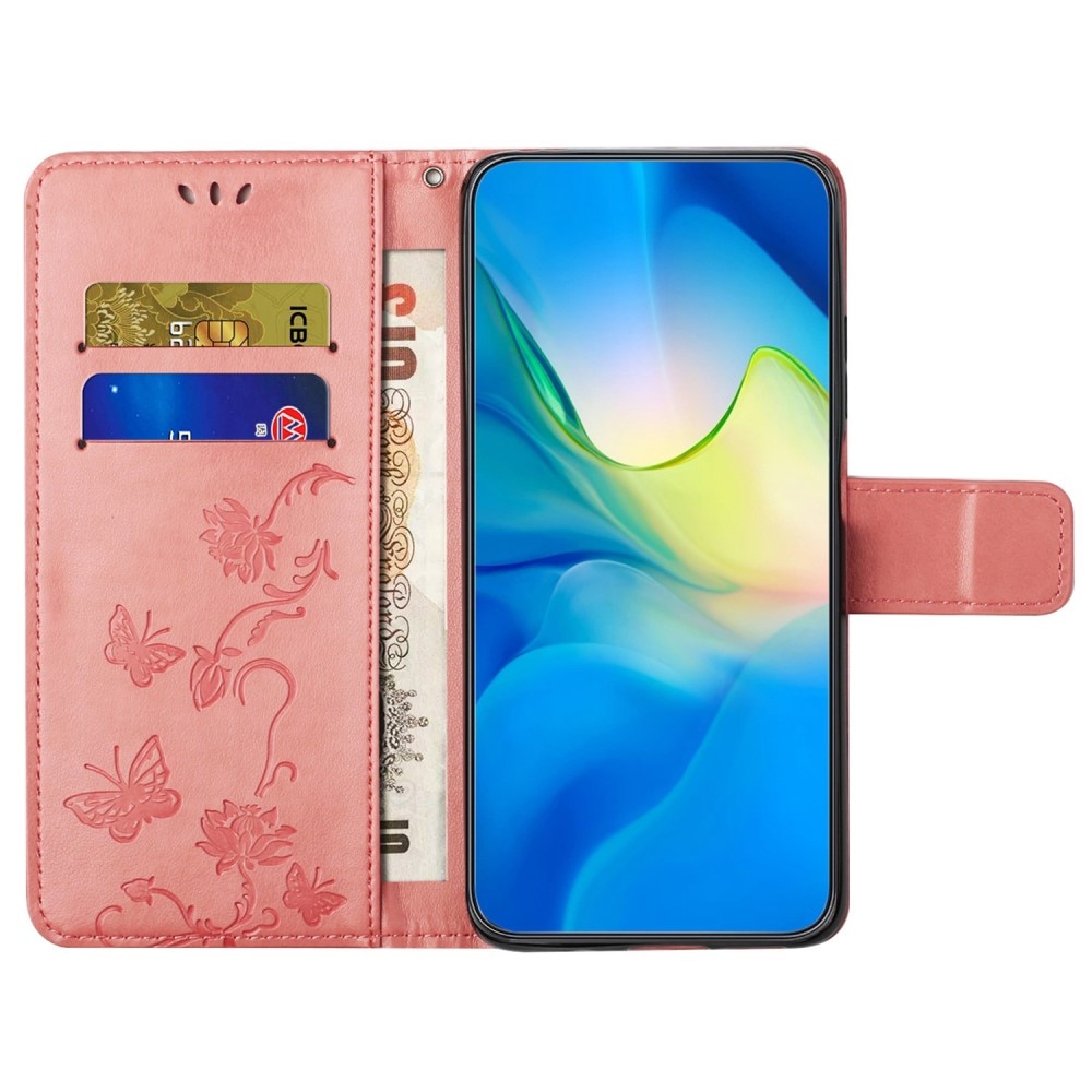 Funda de cuero con mariposas para OnePlus 10T, rosado