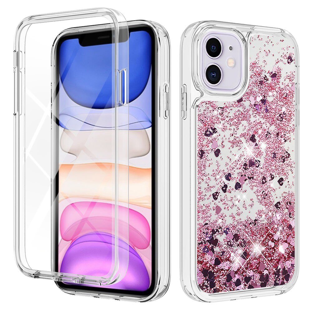 Funda Full Protection Glitter Powder TPU iPhone 11 rosado