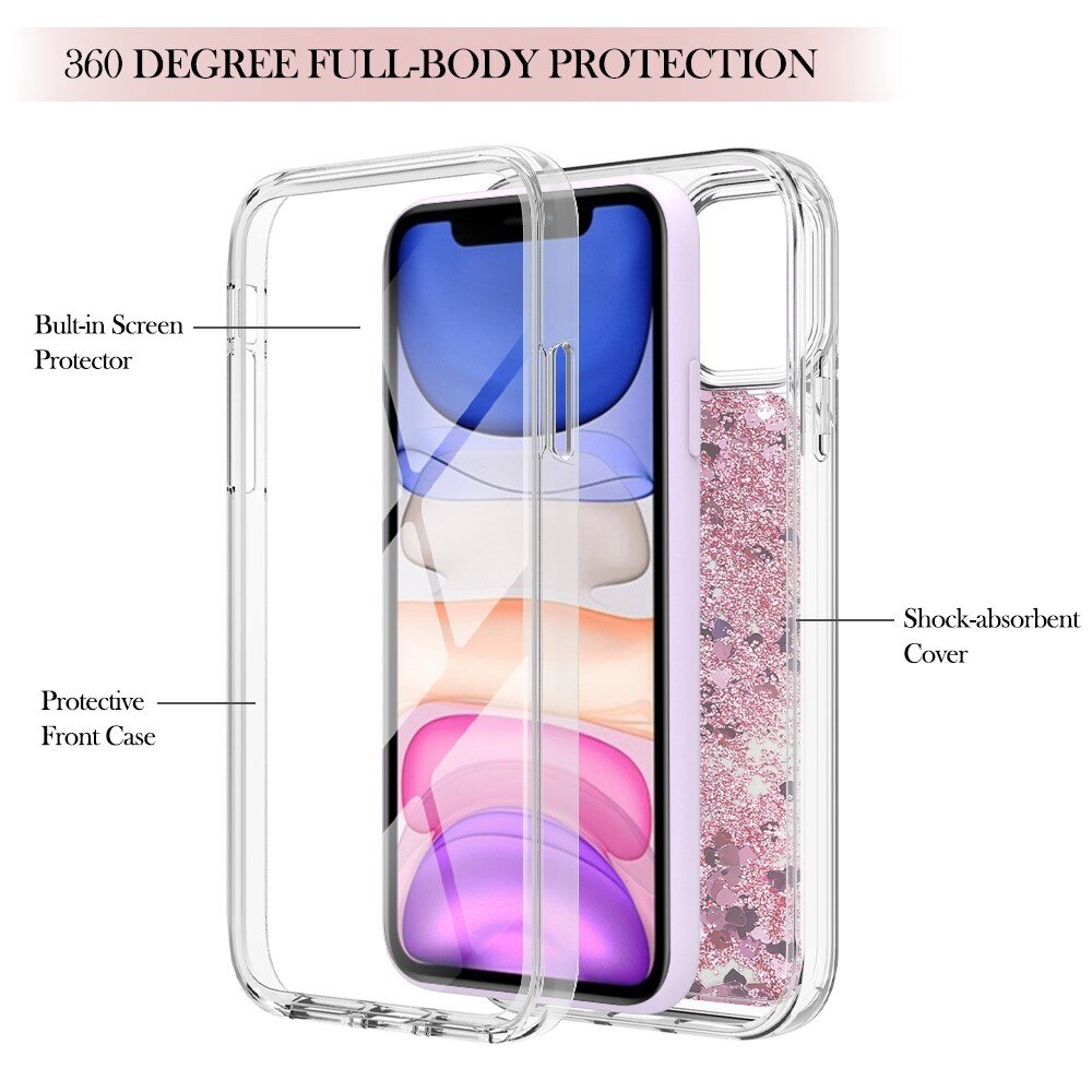 Funda Full Protection Glitter Powder TPU iPhone 11 rosado