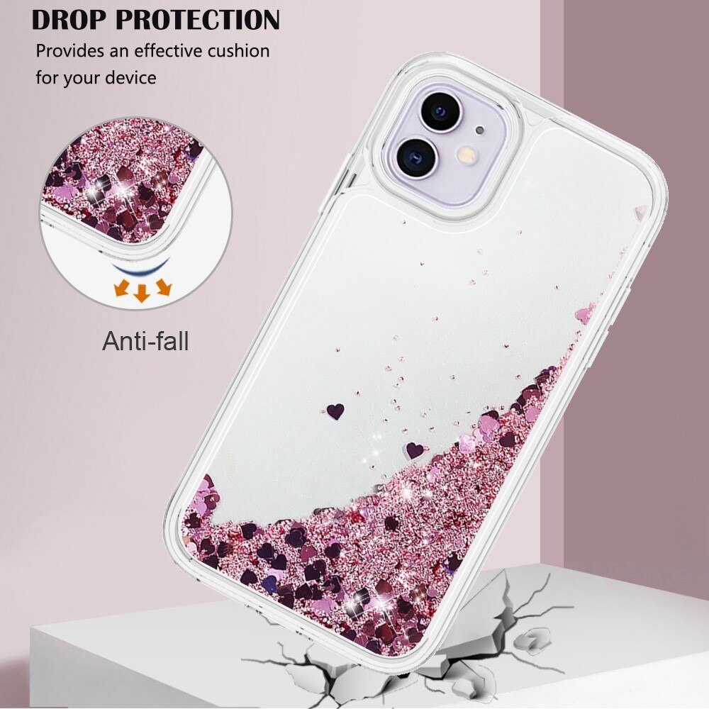 Funda Full Protection Glitter Powder TPU iPhone 11 rosado