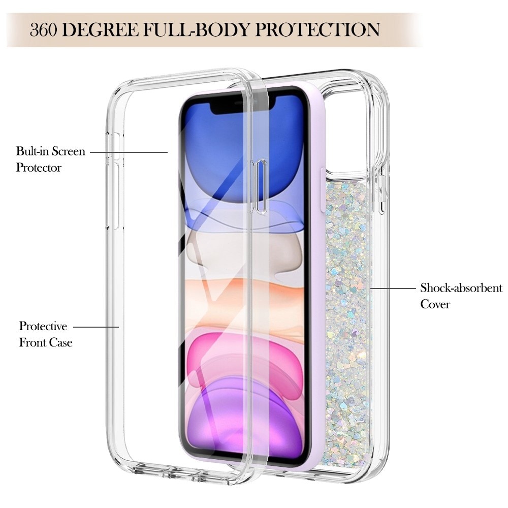 Funda Full Protection Glitter Powder TPU iPhone 11 plata