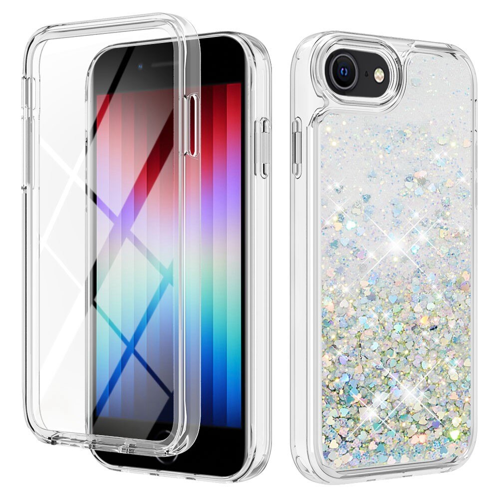 Funda Full Protection Glitter Powder TPU iPhone 7/8/SE plata