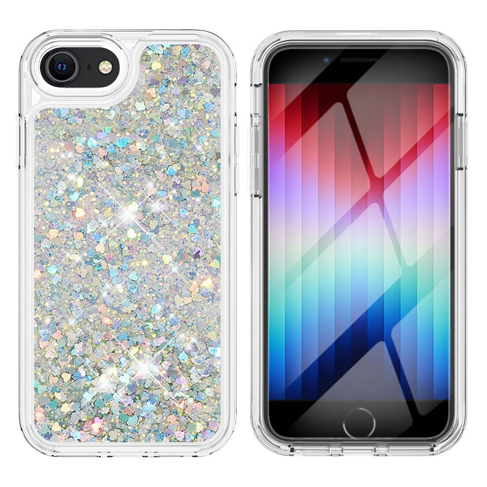 Funda Full Protection Glitter Powder TPU iPhone 7/8/SE plata