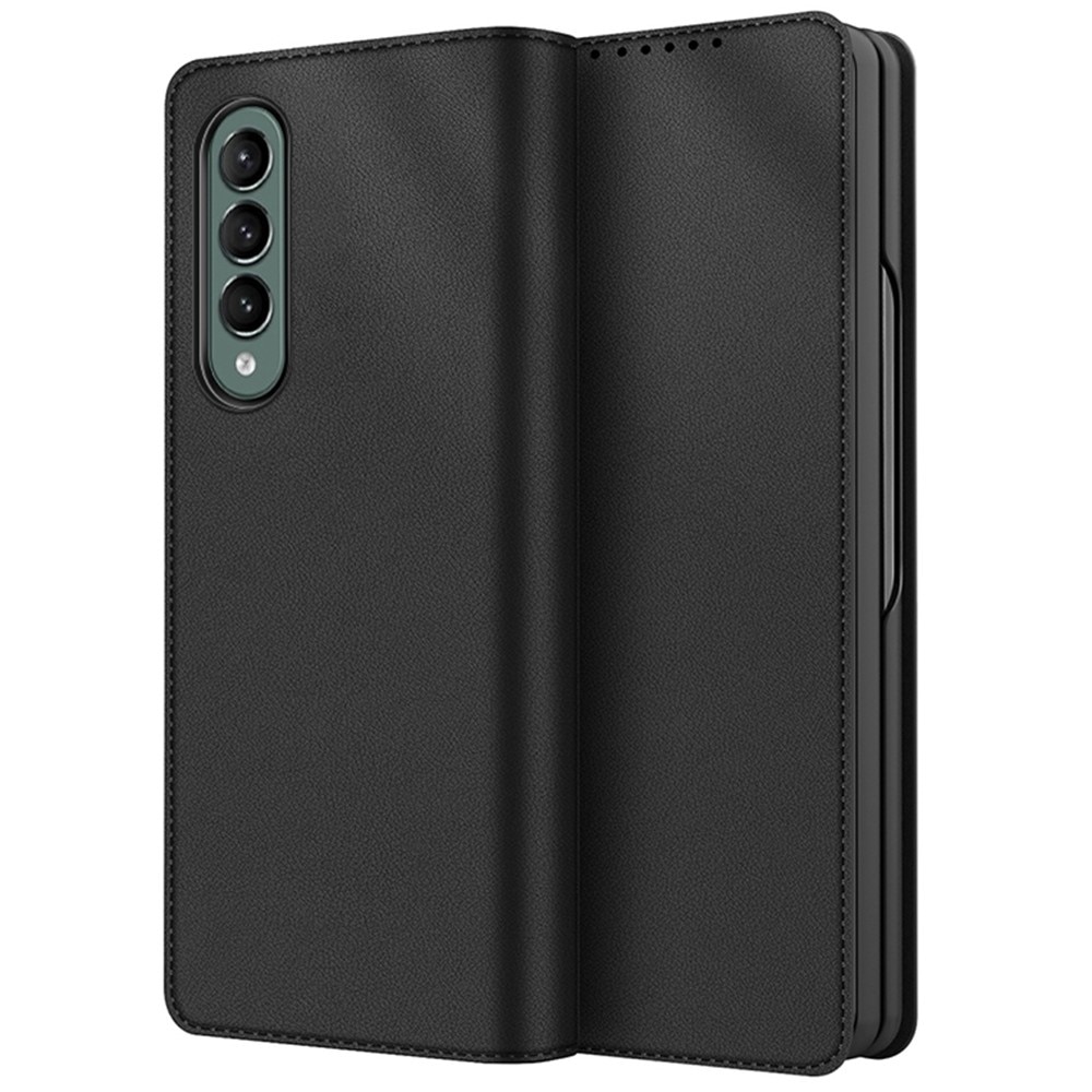 Funda de cuero genuino Samsung Galaxy Z Fold 4, negro