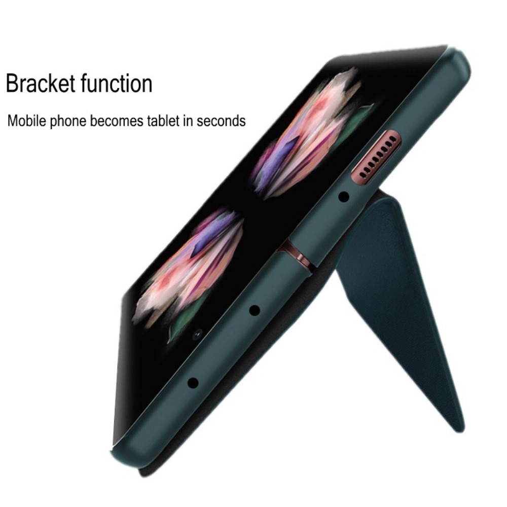 Funda de cuero genuino Samsung Galaxy Z Fold 4, Negro