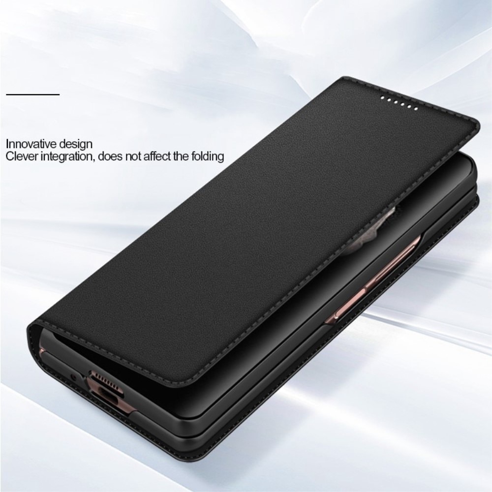 Funda de cuero genuino Samsung Galaxy Z Fold 4, Negro