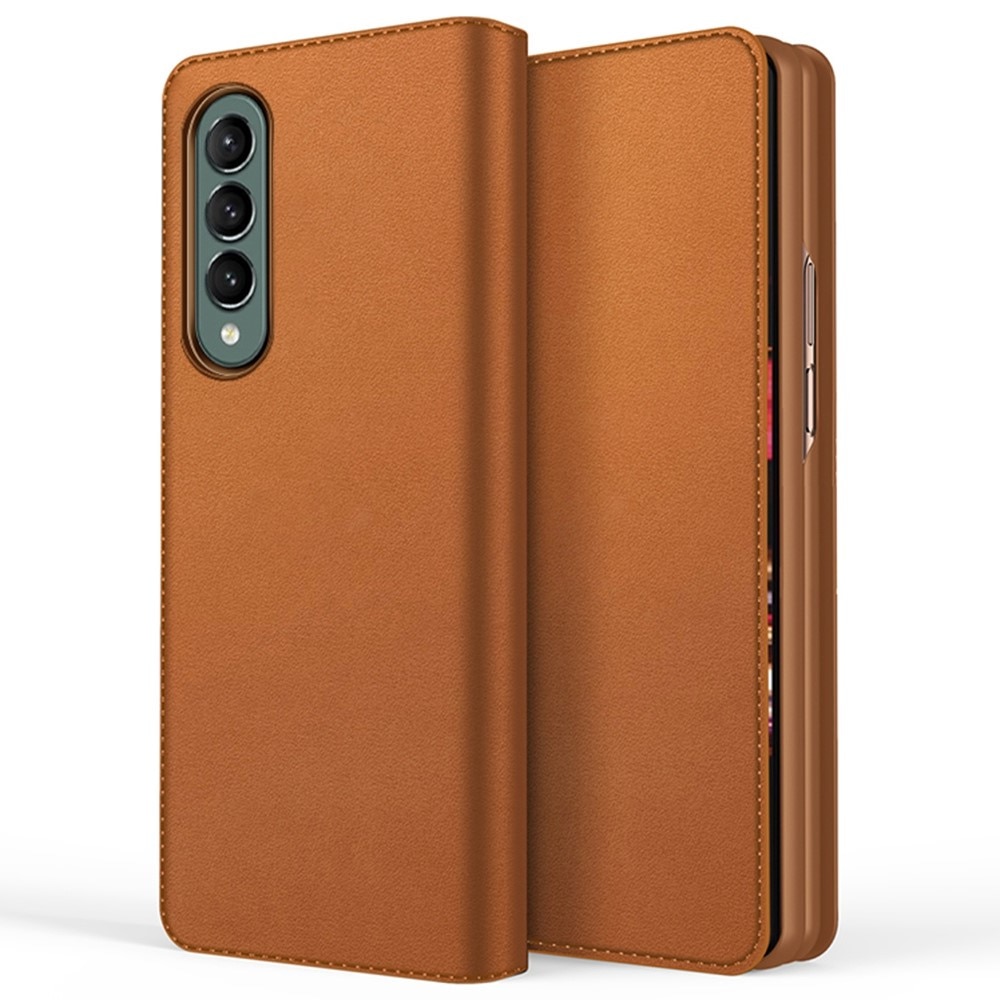 Funda de cuero genuino Samsung Galaxy Z Fold 4, coñac