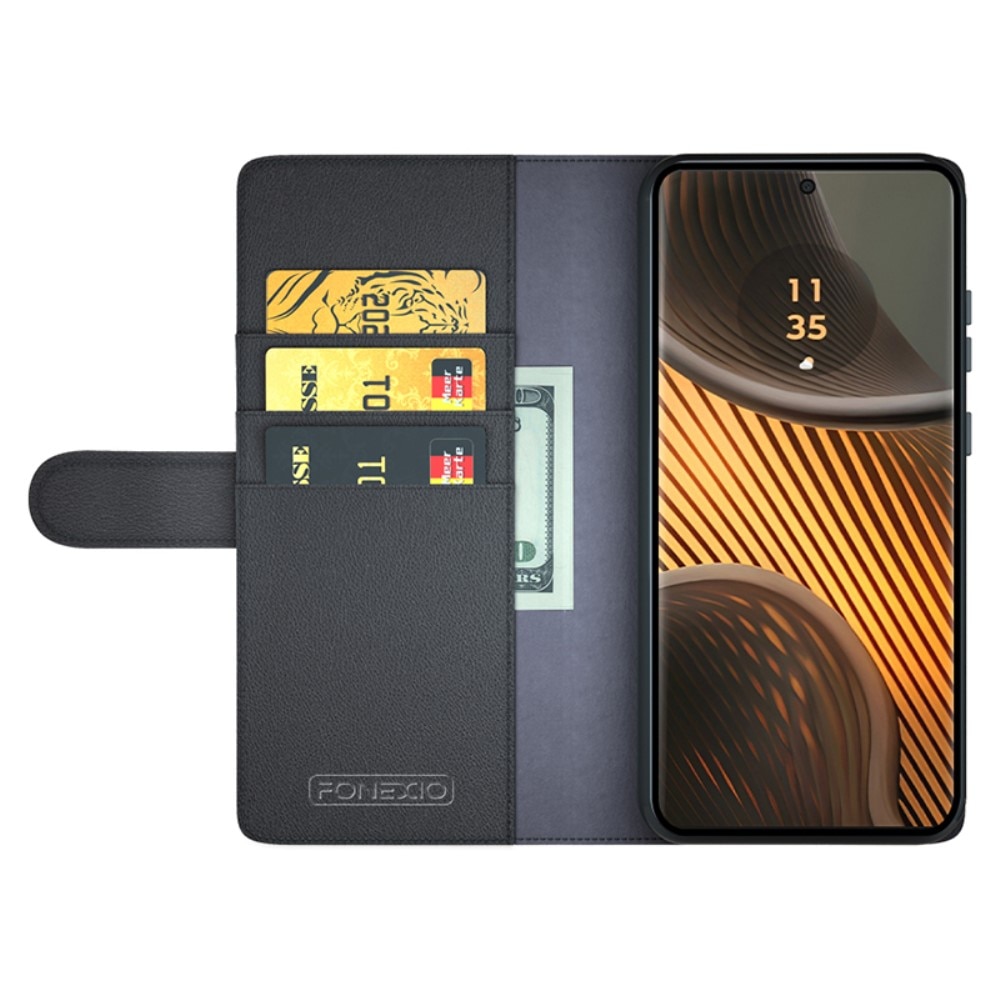 Funda de cuero genuino Motorola Edge 50 Ultra, Negro
