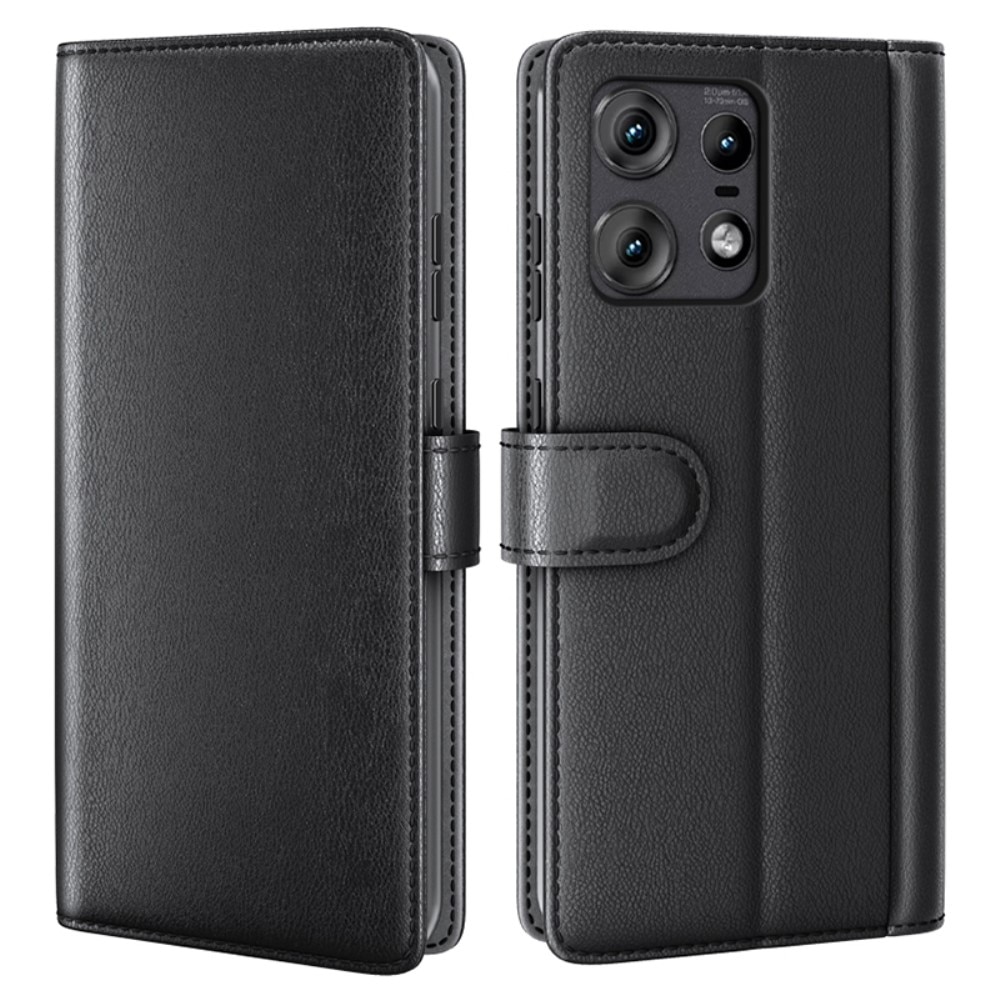 Funda de cuero genuino Motorola Edge 50 Pro, Negro