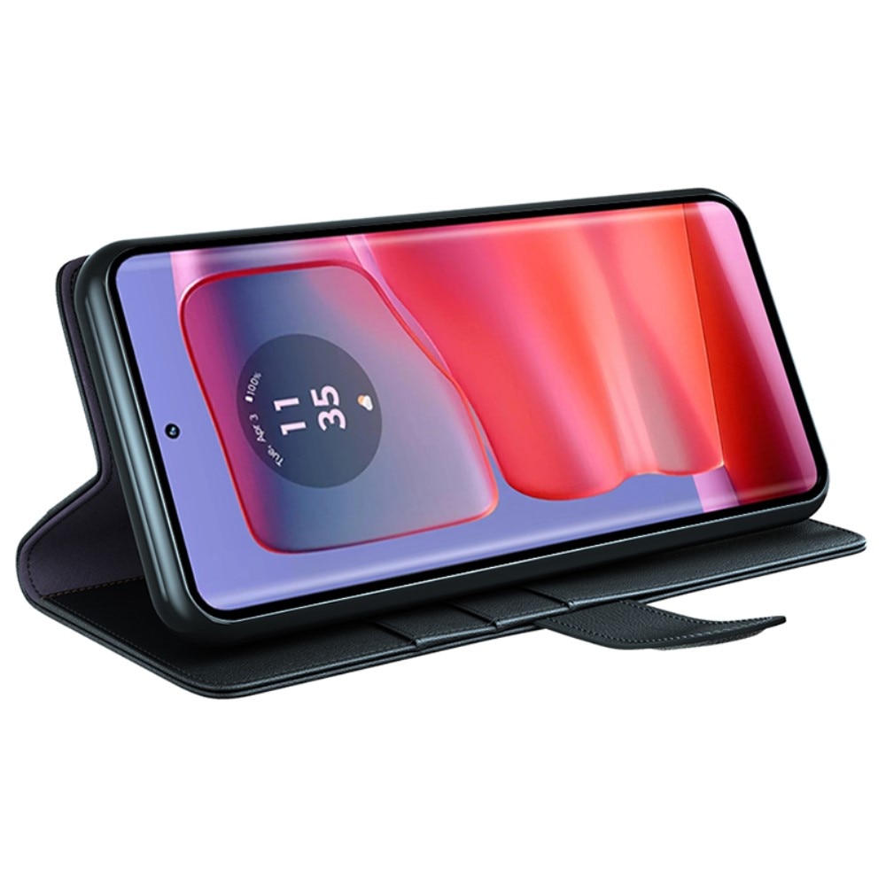 Funda de cuero genuino Motorola Edge 50 Pro, Negro