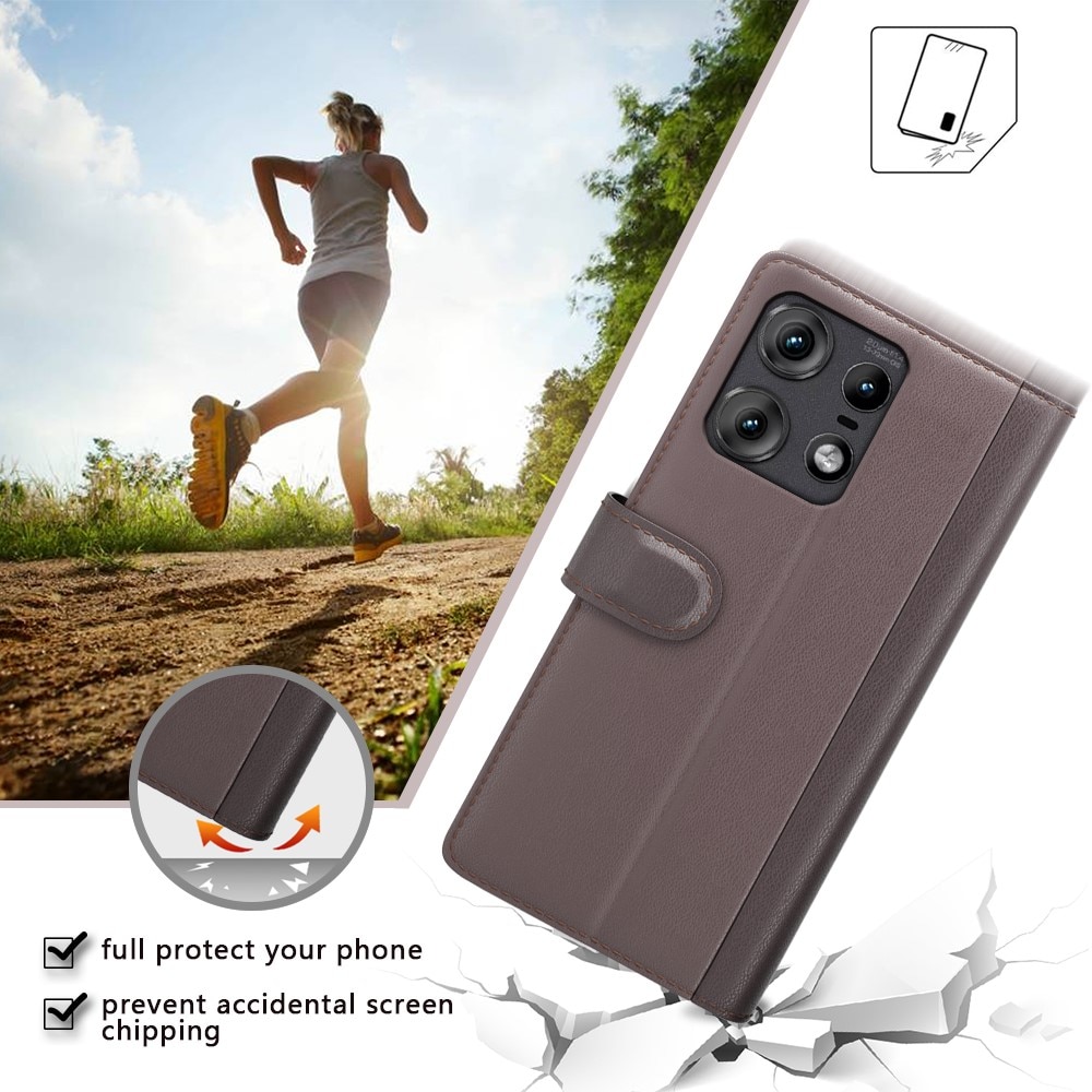 Funda de cuero genuino Motorola Edge 50 Pro, Negro