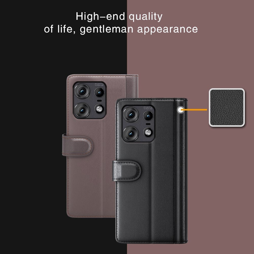Funda de cuero genuino Motorola Edge 50 Pro, Negro