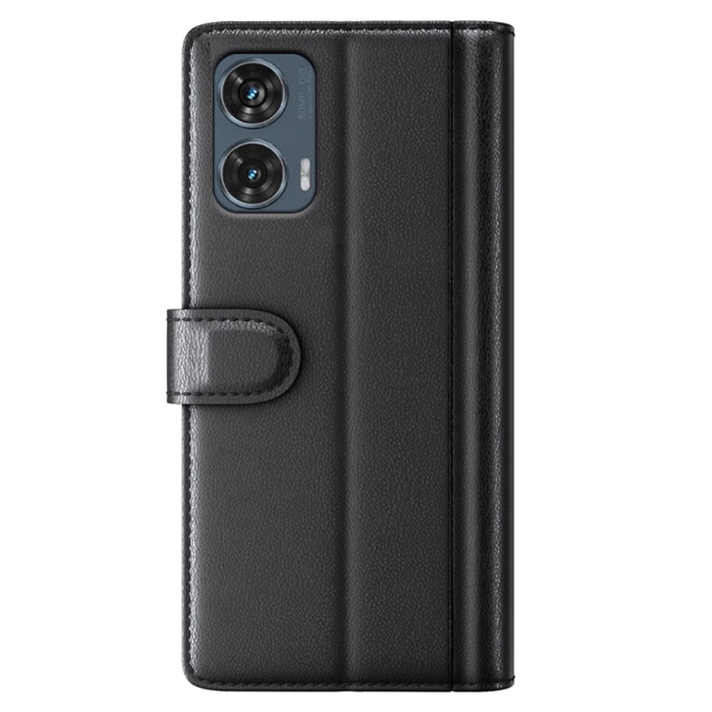 Funda de cuero genuino Motorola Edge 50 Fusion, Negro