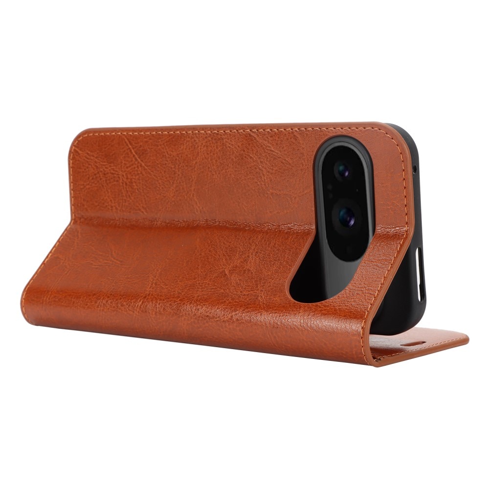 Funda cartera de cuero genuino Google Pixel 9 Marrón