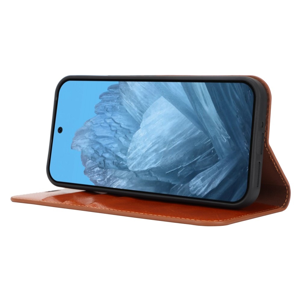 Funda cartera de cuero genuino Google Pixel 9 Marrón
