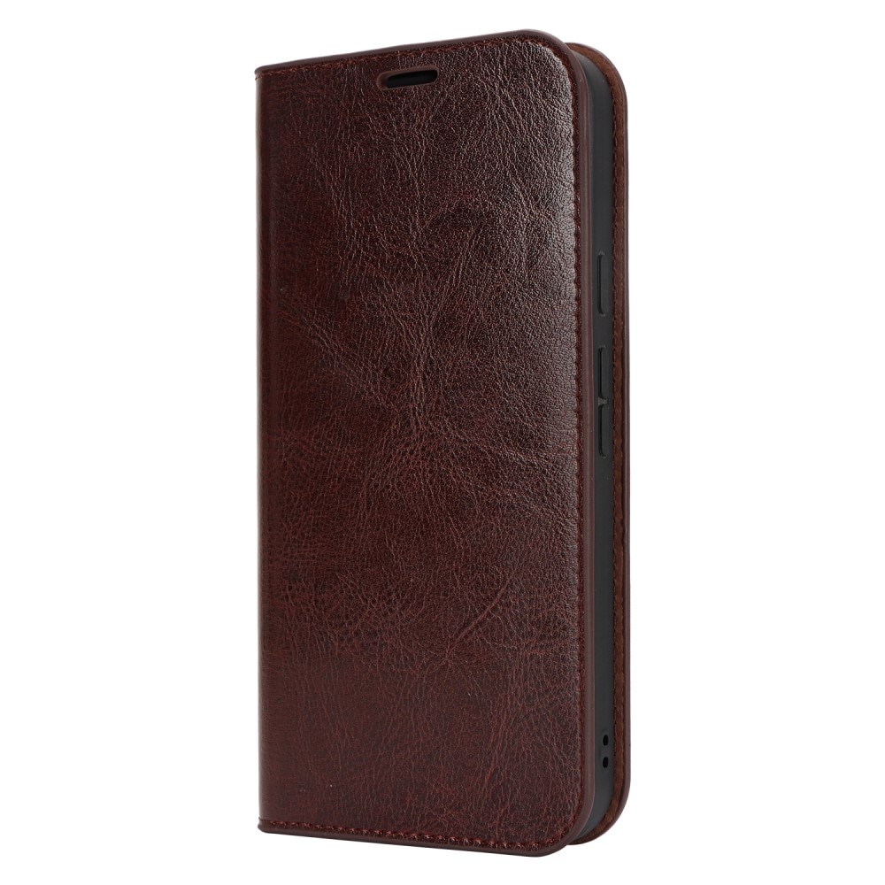 Funda cartera de cuero genuino Google Pixel 9 Pro Marrón oscuro
