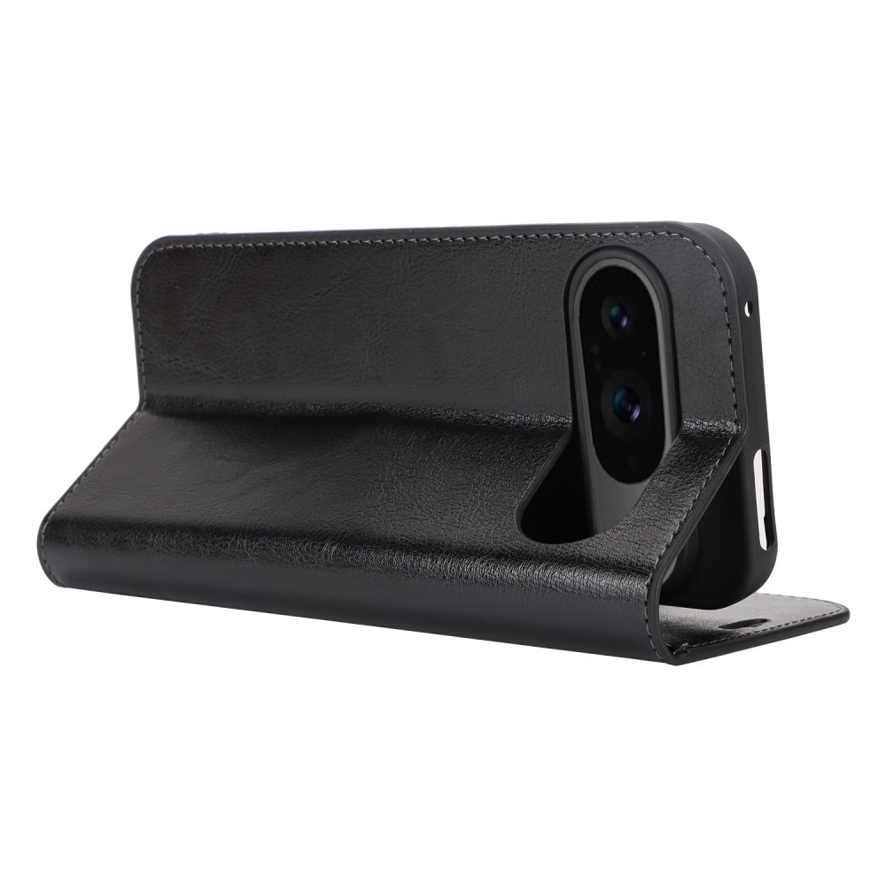Funda cartera de cuero genuino Google Pixel 9 Negro