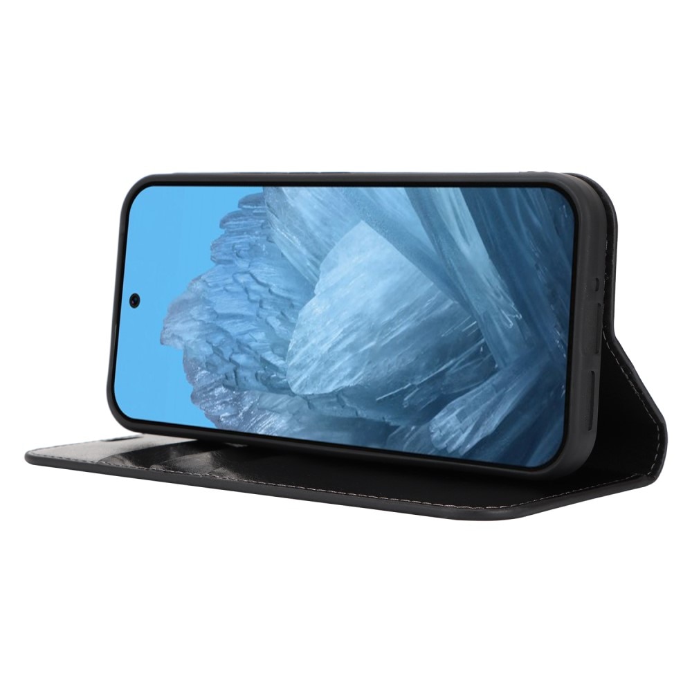 Funda cartera de cuero genuino Google Pixel 9 Negro