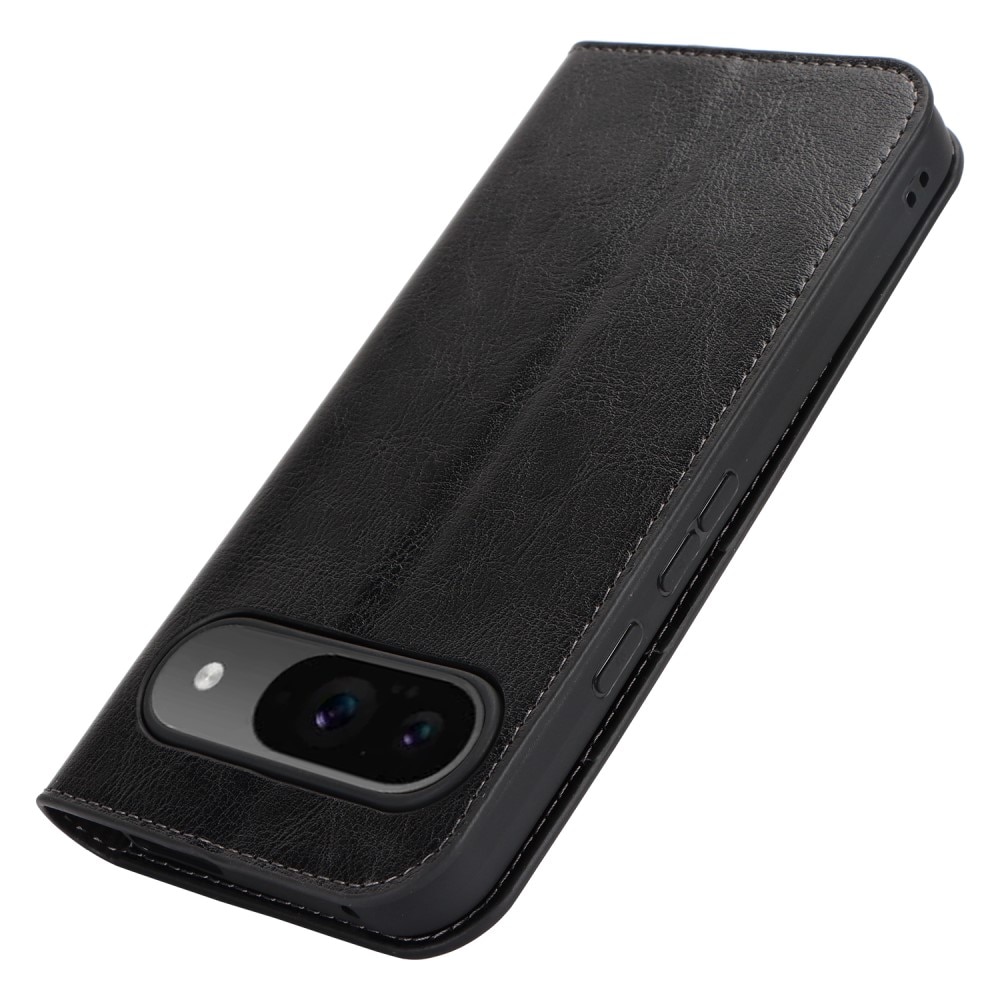 Funda cartera de cuero genuino Google Pixel 9 Negro
