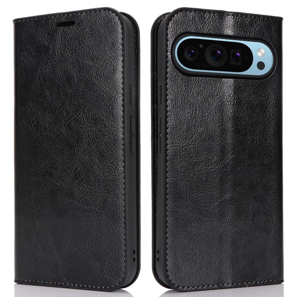 Funda cartera de cuero genuino Google Pixel 9 Pro XL Negro