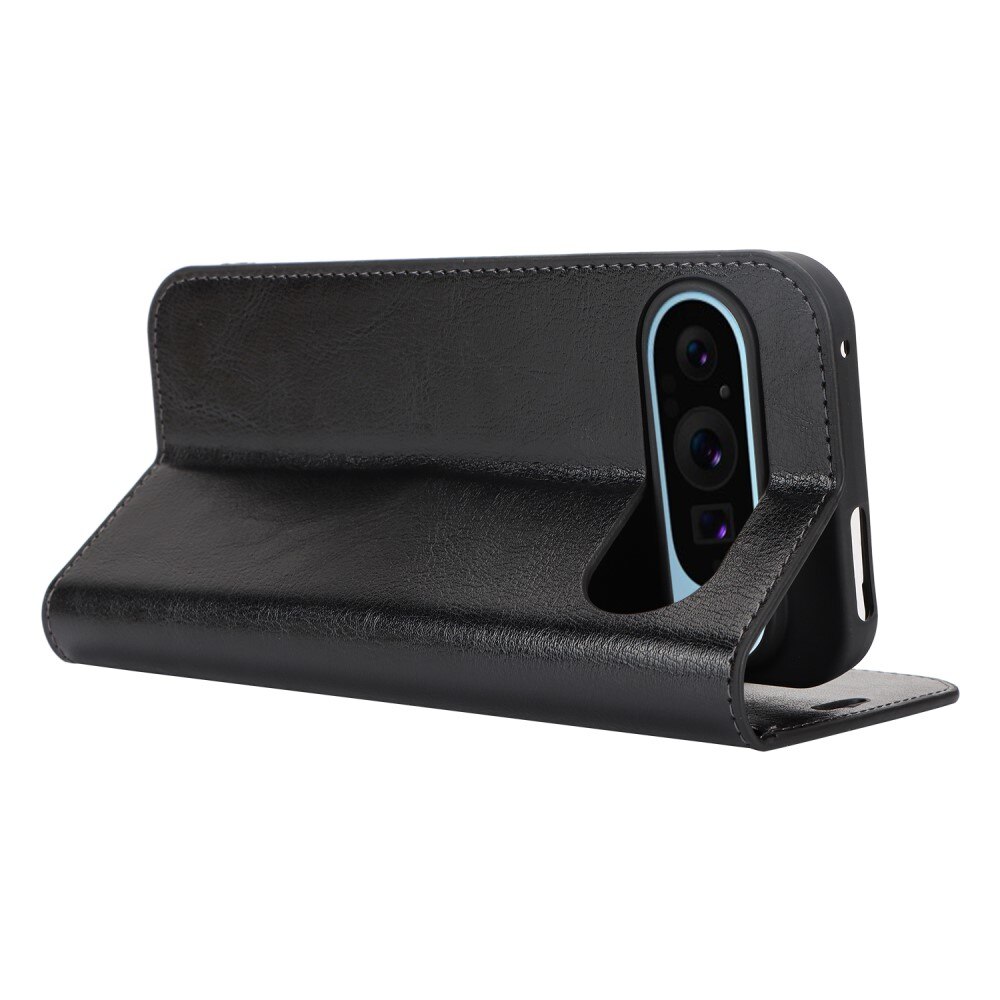 Funda cartera de cuero genuino Google Pixel 9 Pro XL Negro