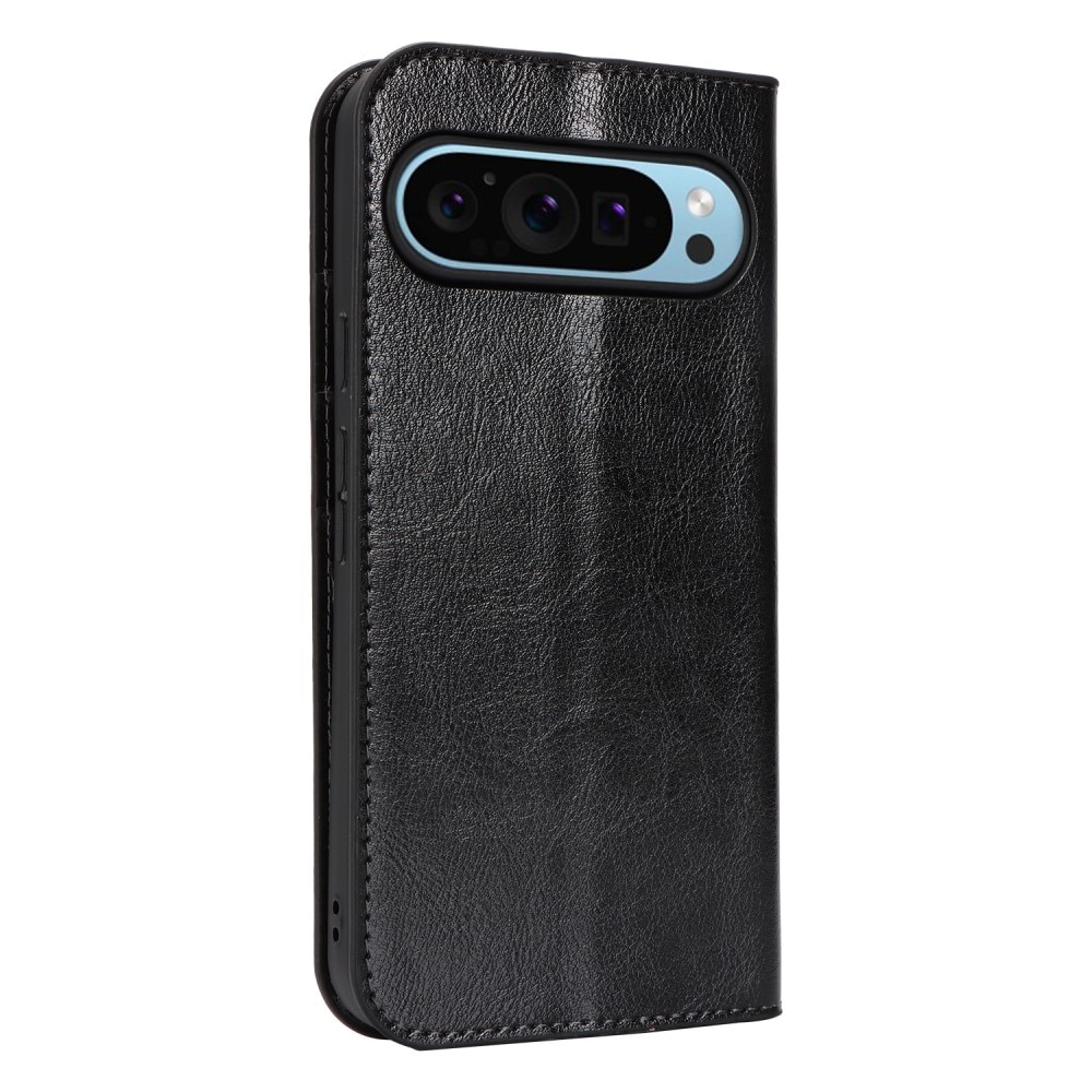 Funda cartera de cuero genuino Google Pixel 9 Pro XL Negro
