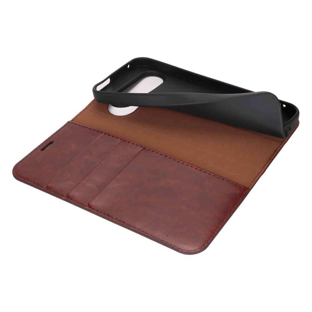 Funda cartera de cuero genuino Google Pixel 9 Pro XL Marrón oscuro