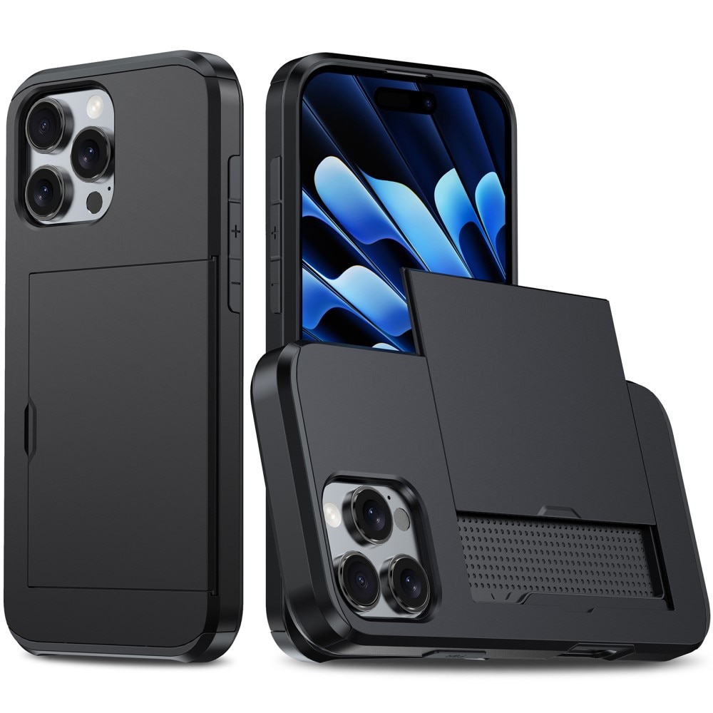 Funda con ranura para tarjetas iPhone 16 Pro Negro
