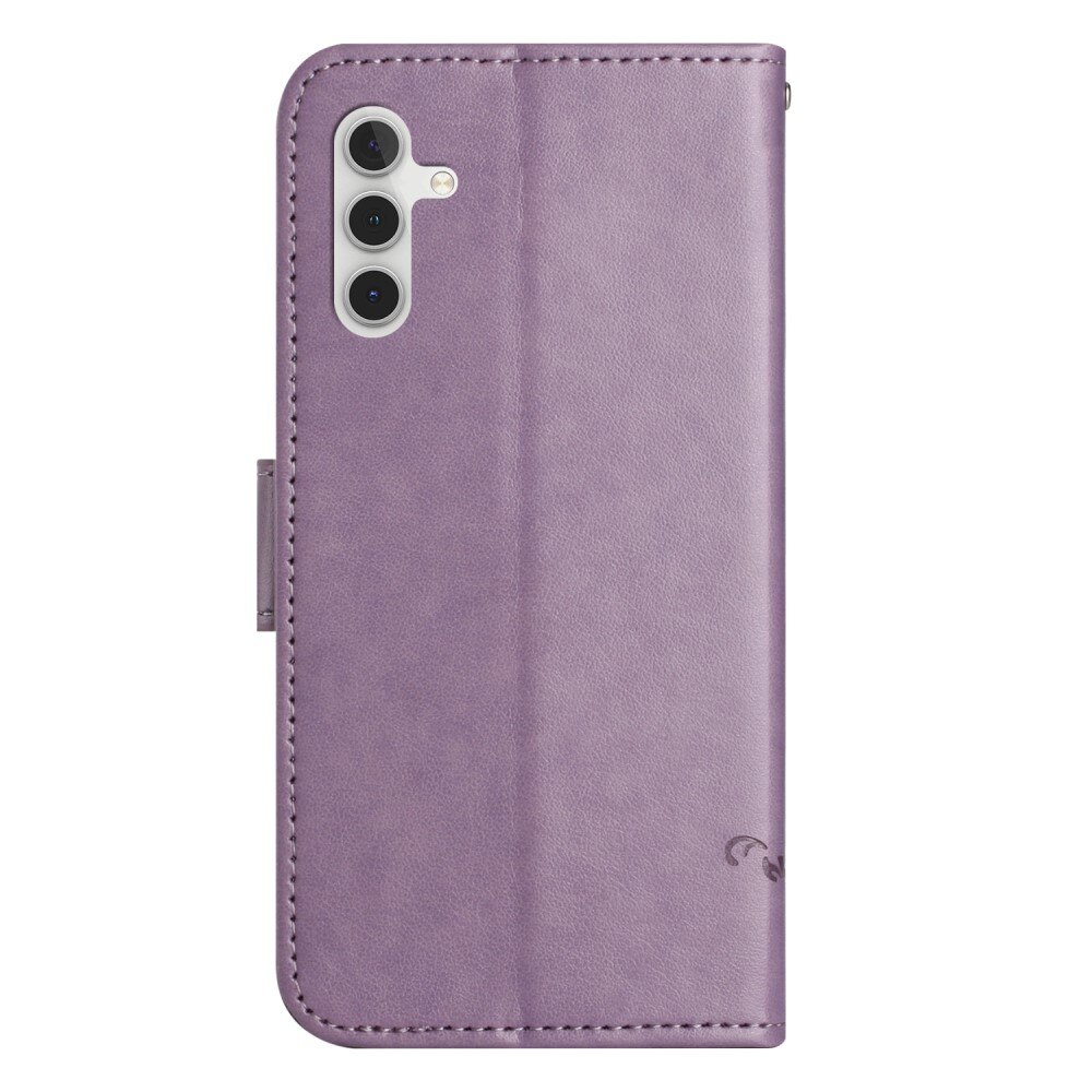 Funda de Cuero con Mariposas Samsung Galaxy S24 FE, Púrpura