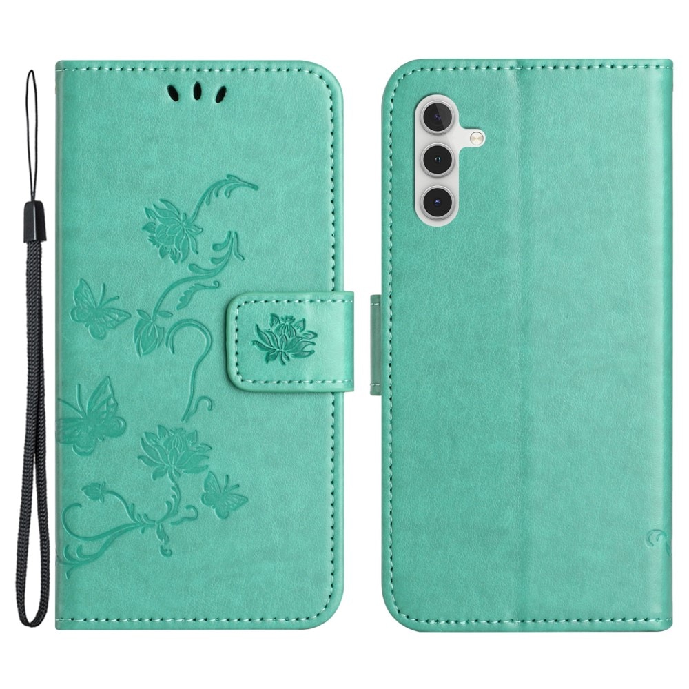 Funda de Cuero con Mariposas Samsung Galaxy S24 FE, Verde
