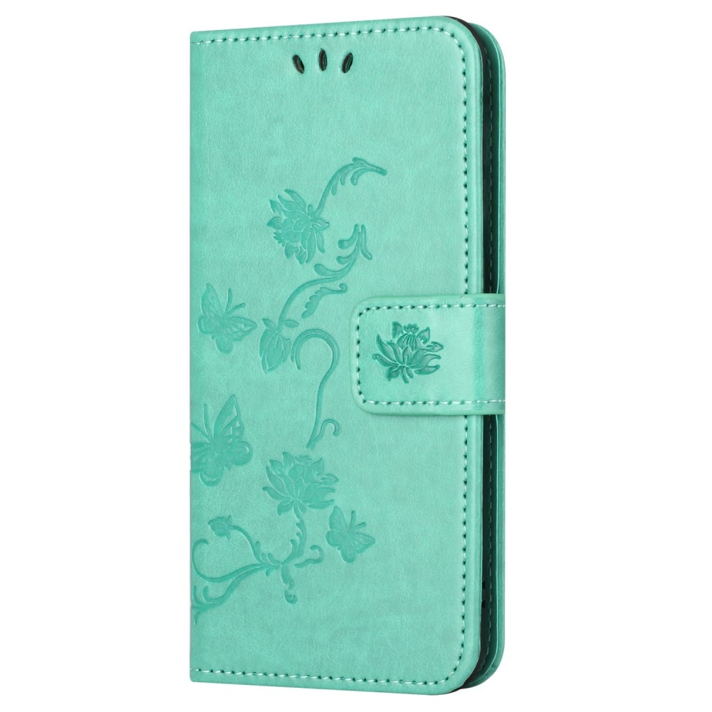 Funda de Cuero con Mariposas Samsung Galaxy S24 FE, Verde