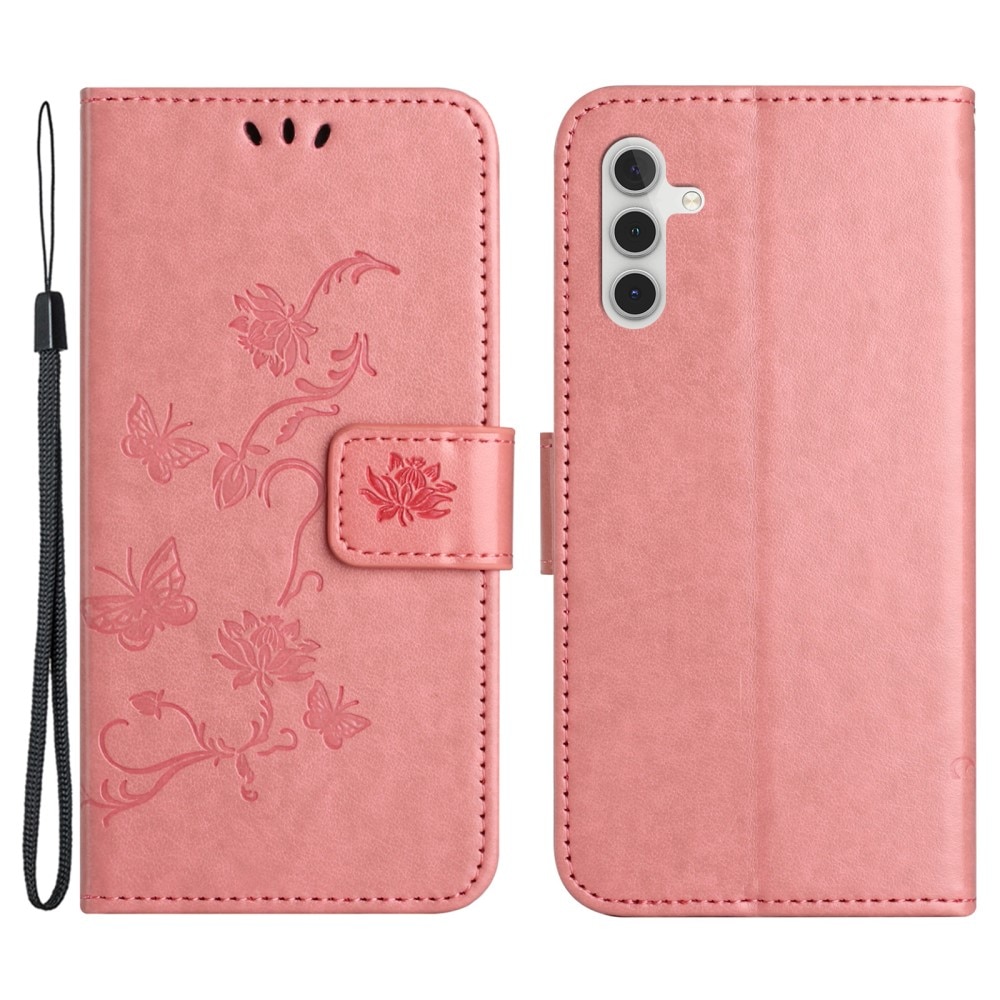 Funda de Cuero con Mariposas Samsung Galaxy S24 FE, Verde