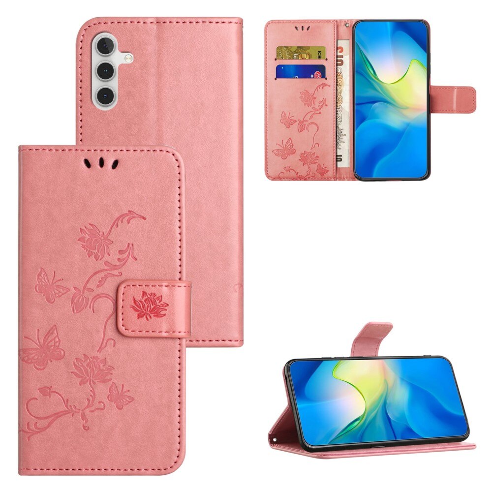 Funda de Cuero con Mariposas Samsung Galaxy S24 FE, Verde
