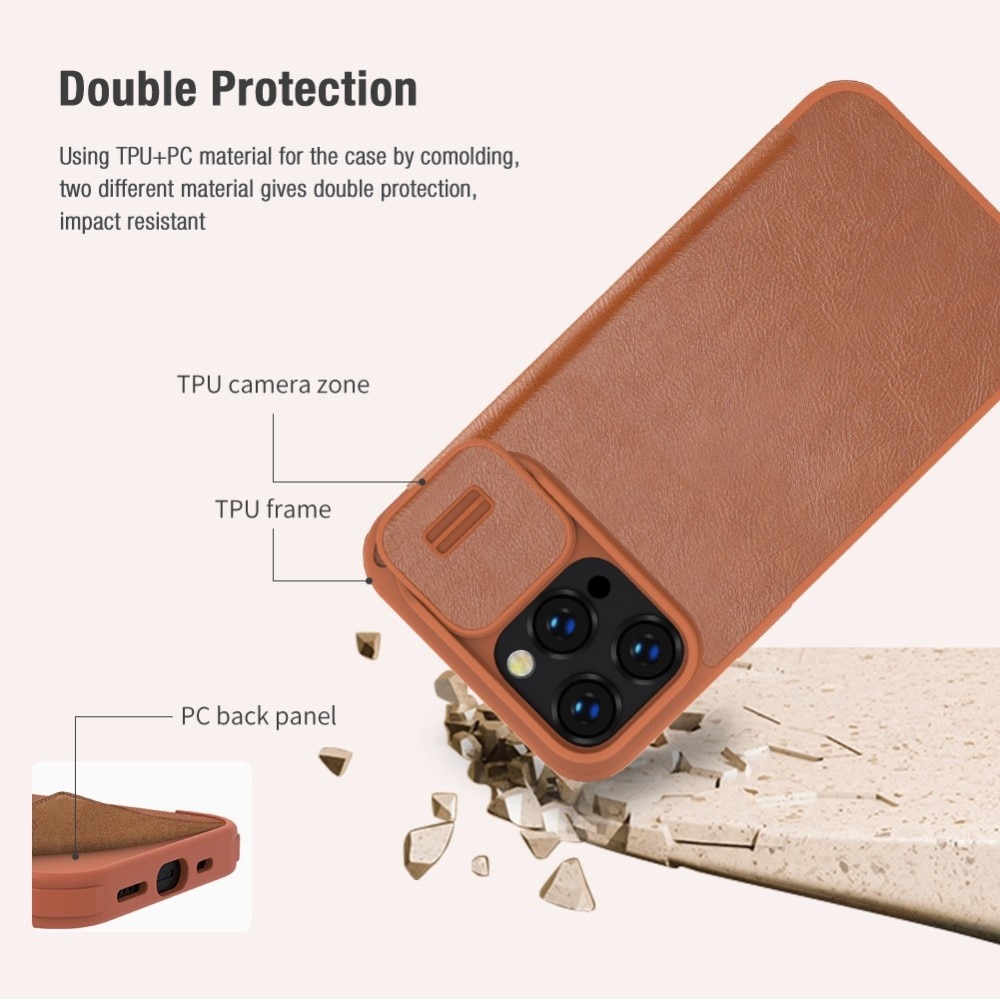 Funda Qin Pro CamShield iPhone 14 Pro Brown