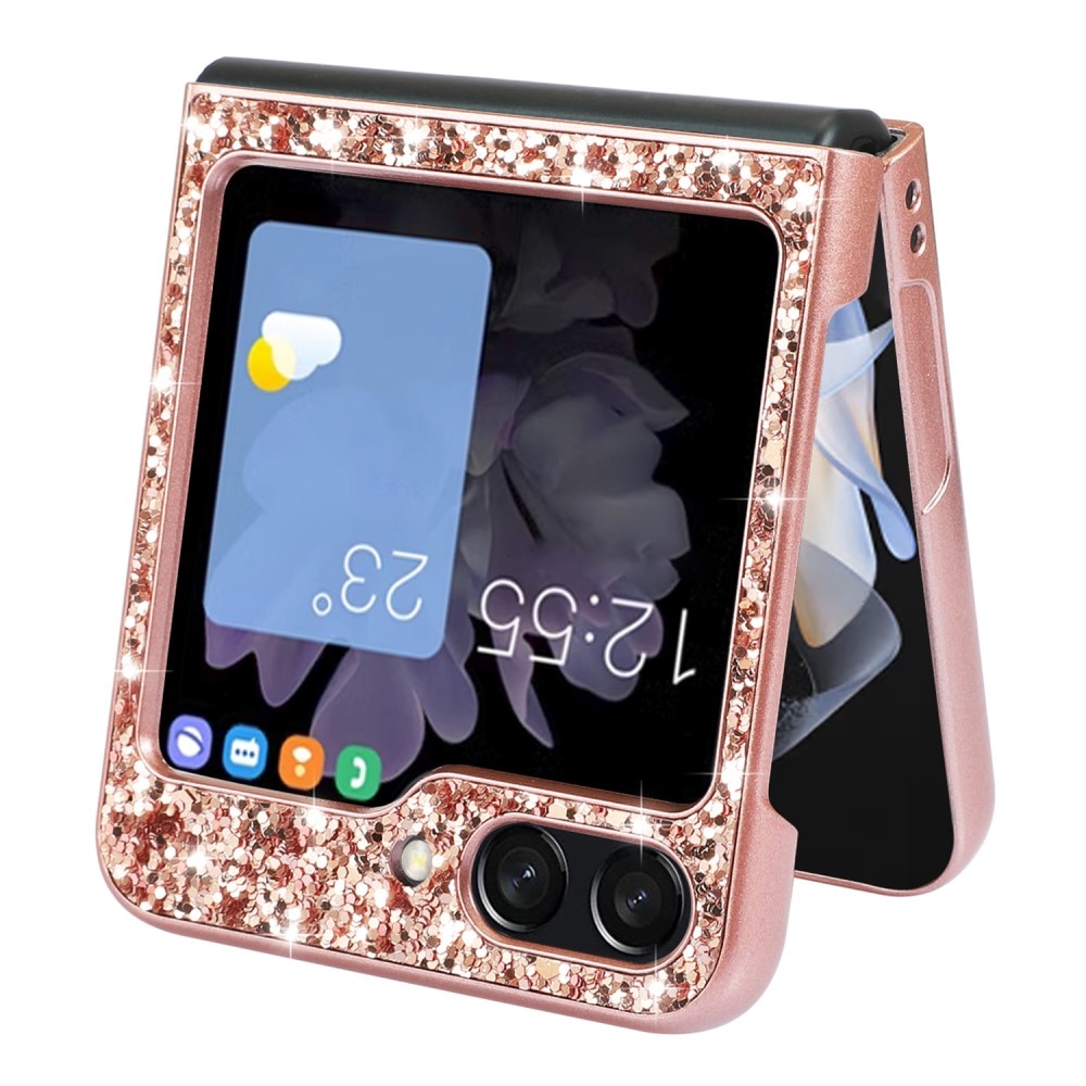 Funda Brillantina Samsung Galaxy Z Flip 6, oro rosa
