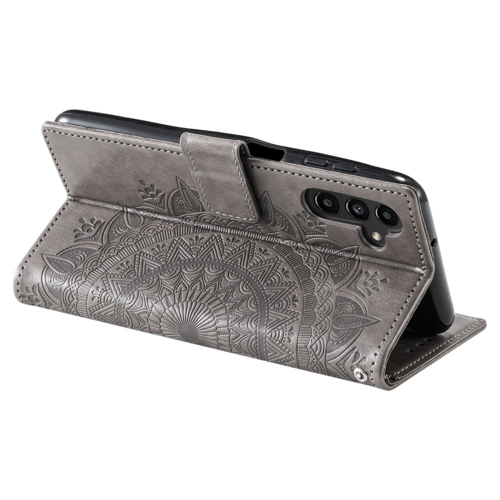 Funda de Cuero Mandala Samsung Galaxy S24 FE gris