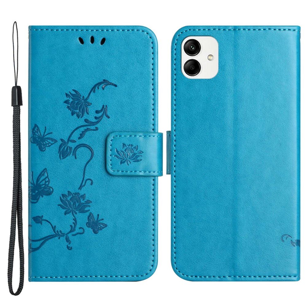 Funda de cuero con mariposas para Samsung Galaxy A04, azul