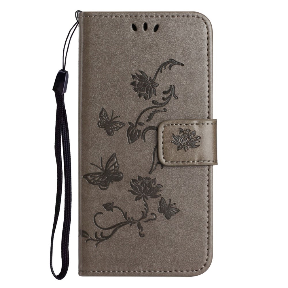 Funda de Cuero con Mariposas Samsung Galaxy A04, Gris