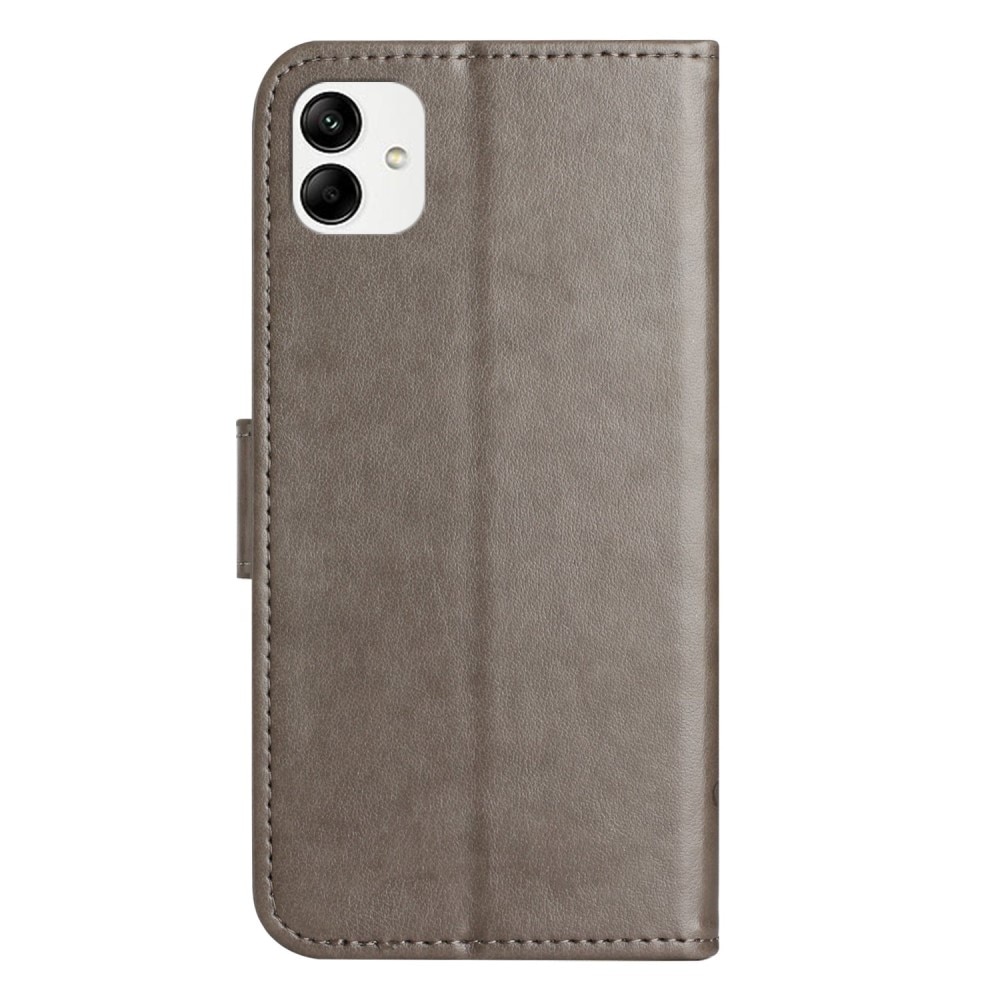 Funda de Cuero con Mariposas Samsung Galaxy A04, Gris