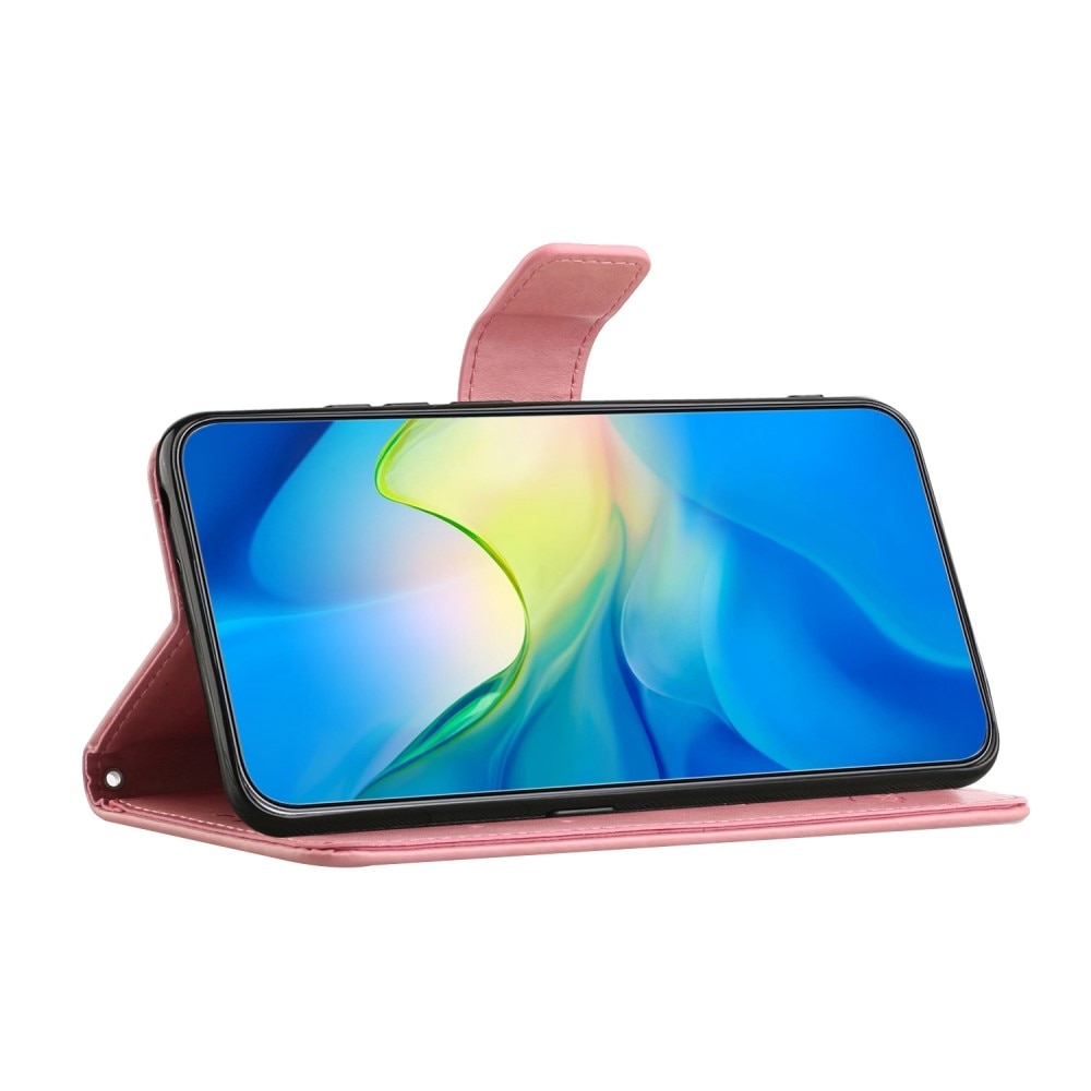 Funda de cuero con mariposas para Samsung Galaxy A04, rosado