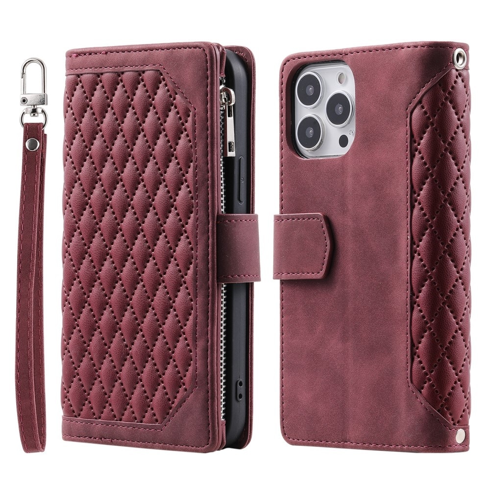 Funda acolchada tipo billetera iPhone 16 Pro Max Rojo