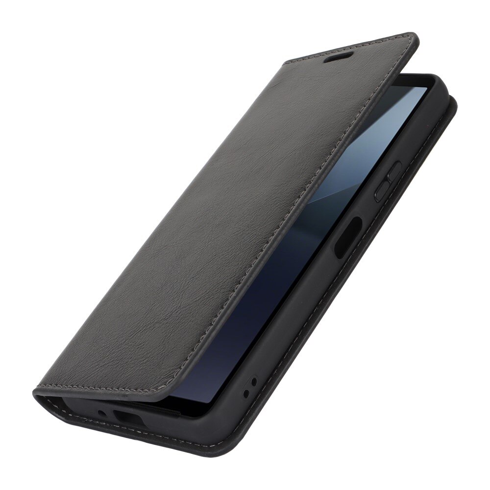Funda cartera de cuero genuino Sony Xperia 10 VI Negro