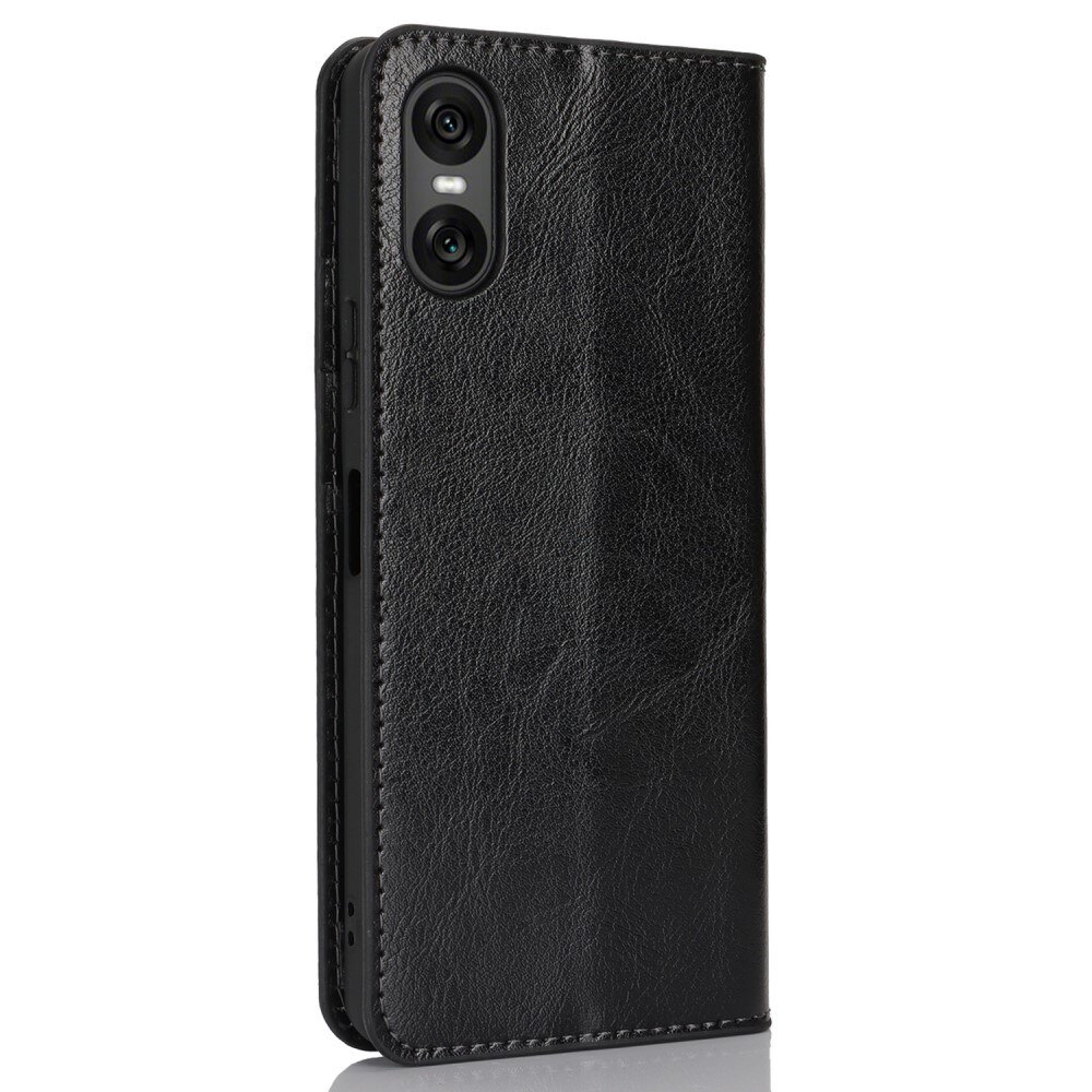 Funda cartera de cuero genuino Sony Xperia 10 VI Negro