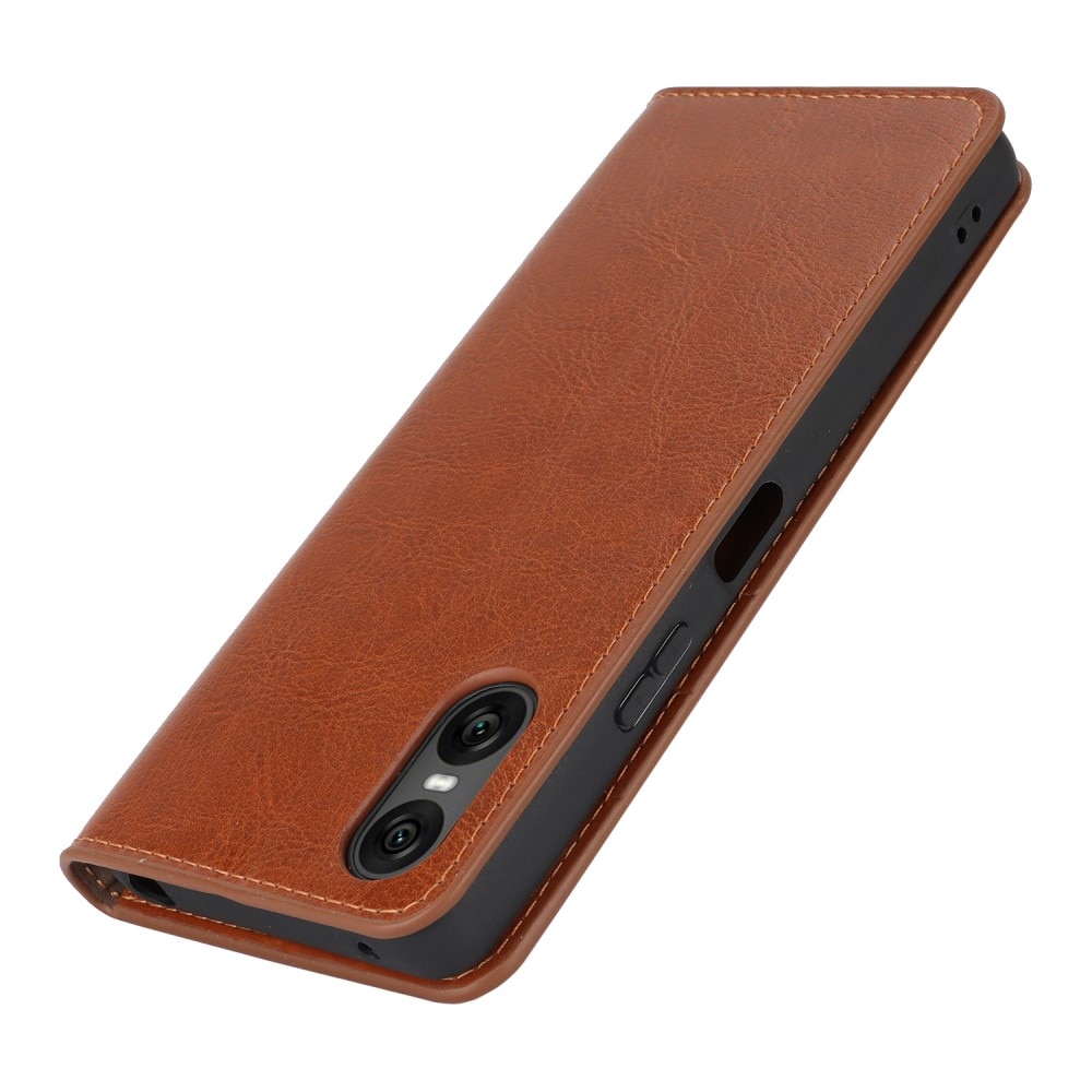 Funda cartera de cuero genuino Sony Xperia 10 VI Marrón