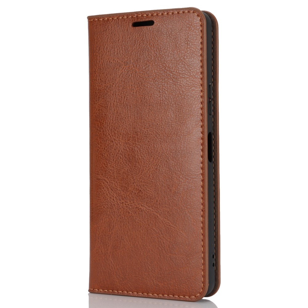 Funda cartera de cuero genuino Sony Xperia 10 VI Marrón
