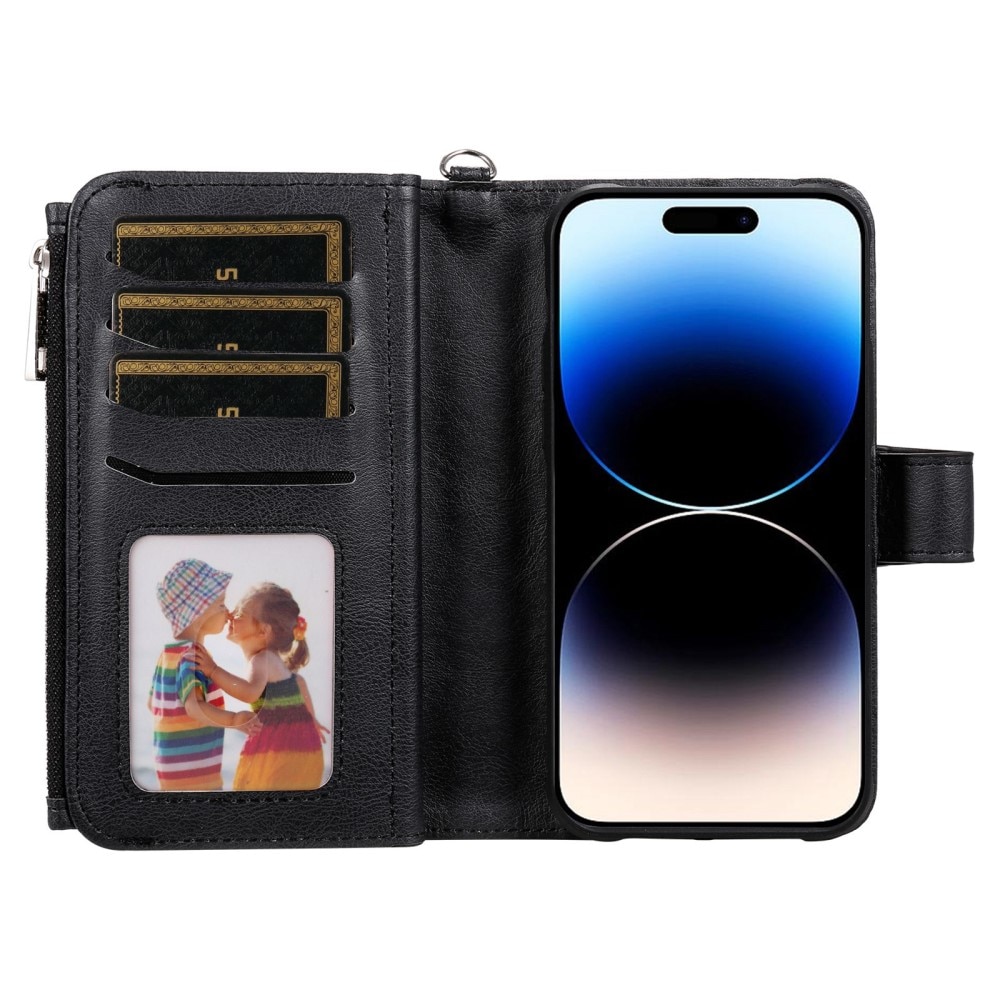 Zipper Magnet Wallet iPhone 14 Pro Negro