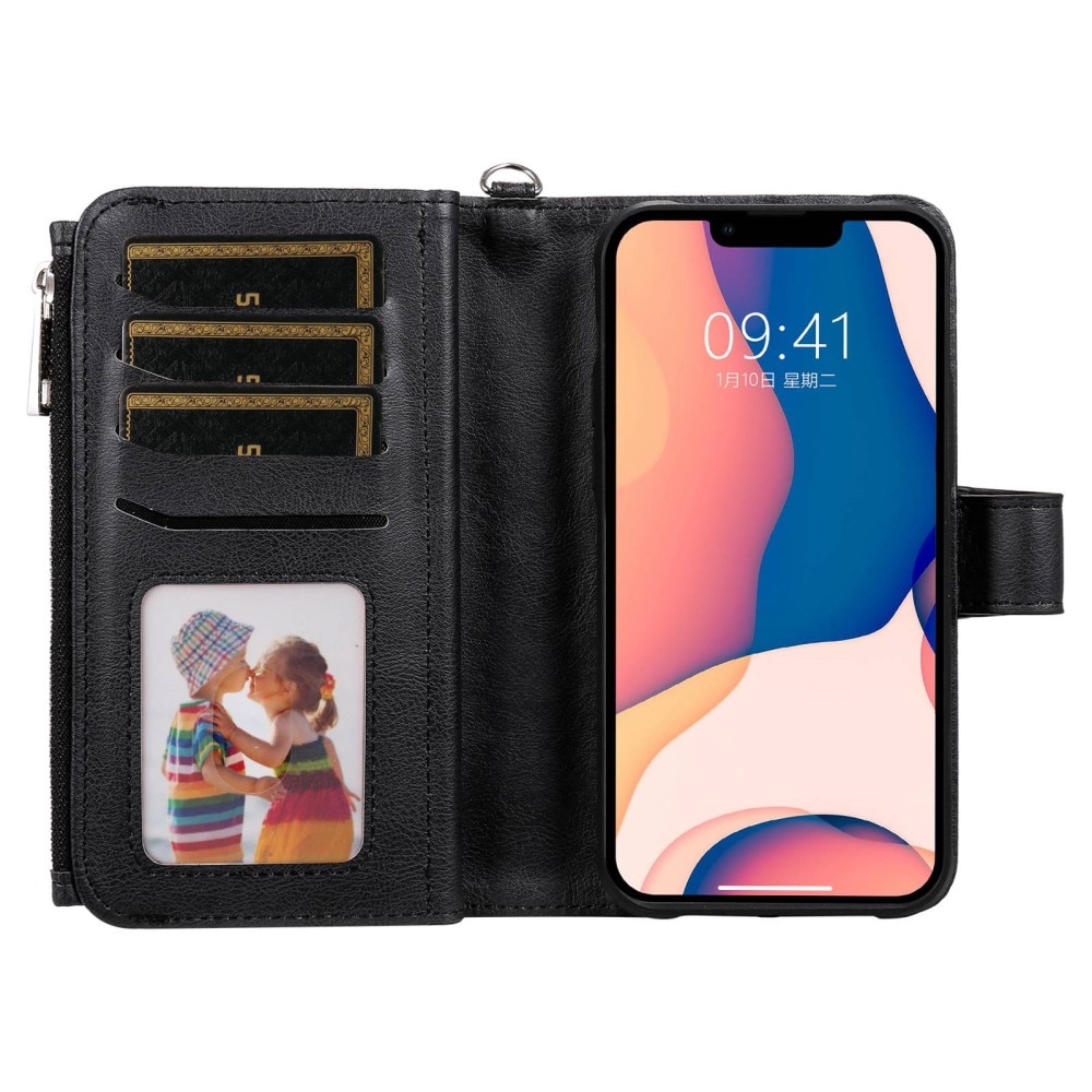 Zipper Magnet Wallet iPhone 14 Plus Negro