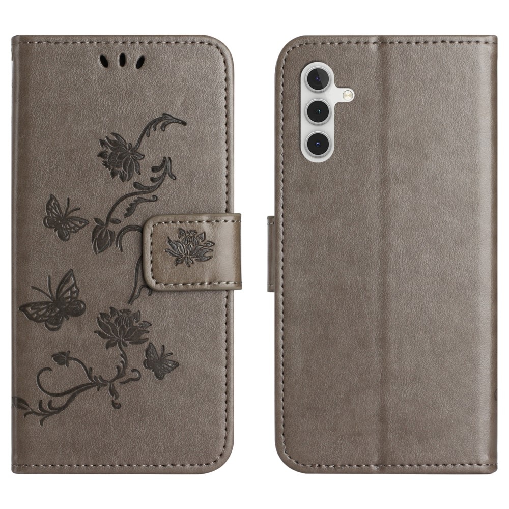Funda de Cuero con Mariposas Samsung Galaxy A16, Gris