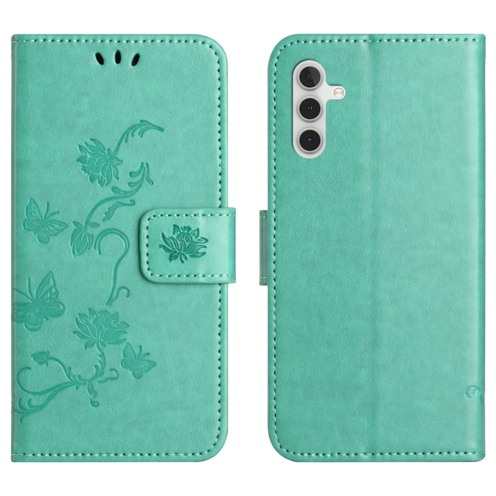 Funda de Cuero con Mariposas Samsung Galaxy A16, Verde
