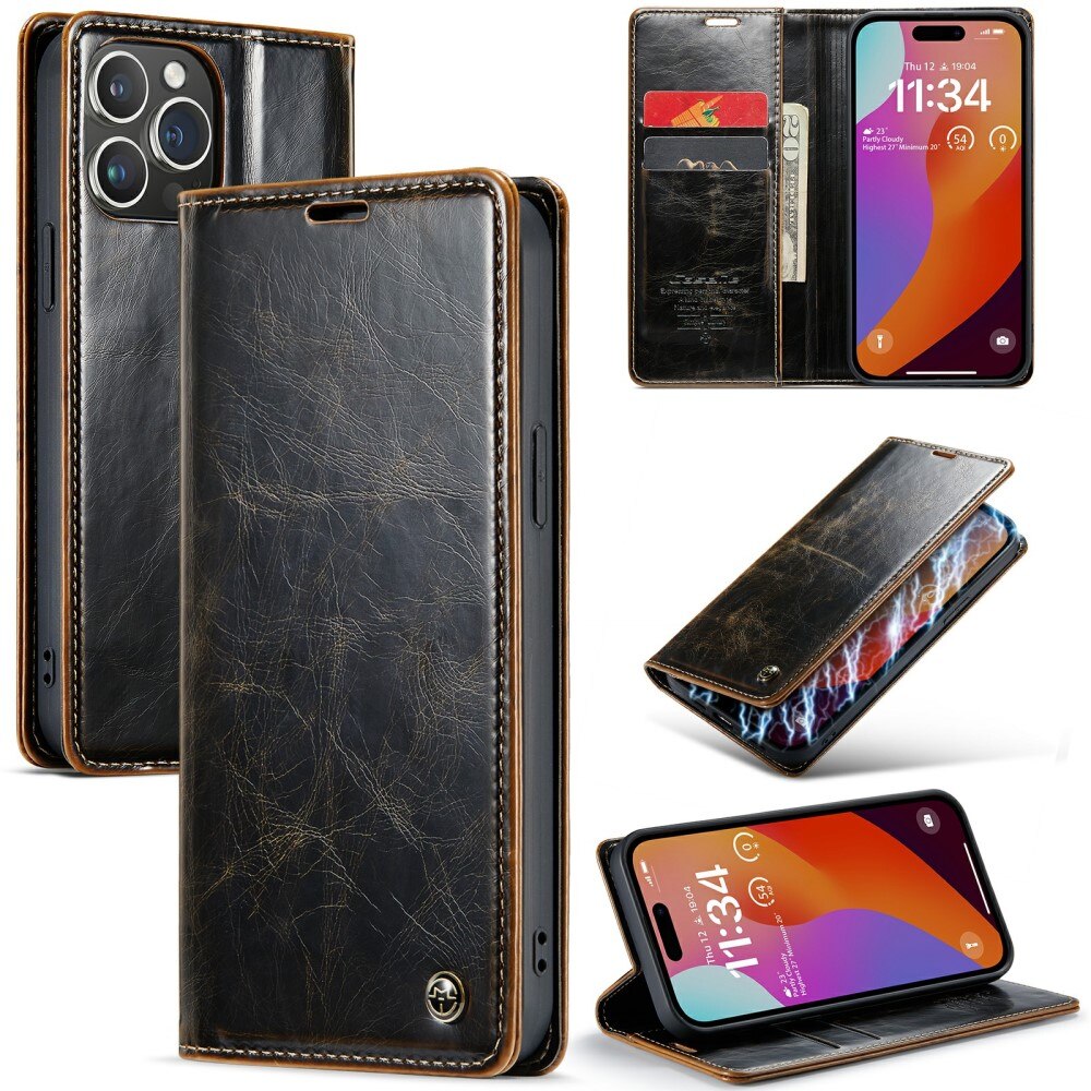 Funda de cuero iPhone 16 Pro Max, marrón